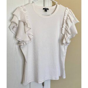 White Ruffle Sleeve Top